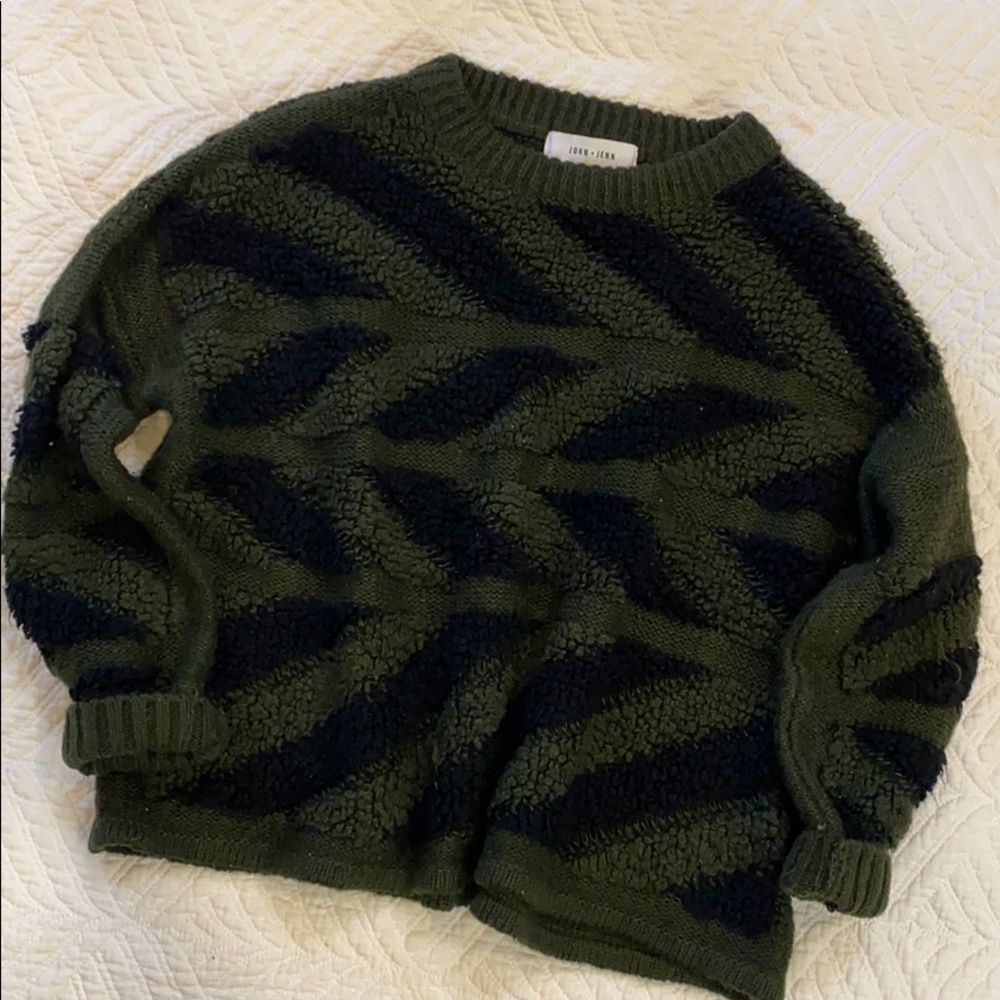 Revolve JOHN + JENN Chevron Stripe Sweater Black